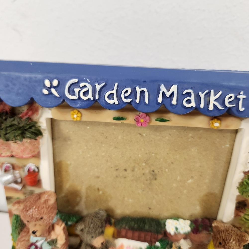Vintage Garden Market Teddy Bears Resin Picture Frame Floral Cottagecore Flowers - Picture 4 of 9